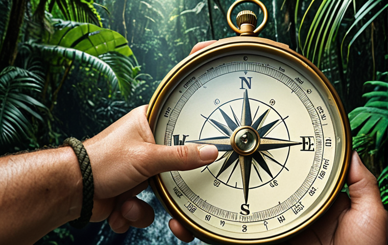 **
A person navigating a dense jungle (representing information overload) with a compass, contrasted with a clear path guided by a wise, experienced navigator (representing an expert) on a ship at sea. The navigator is pointing towards a destination.
**